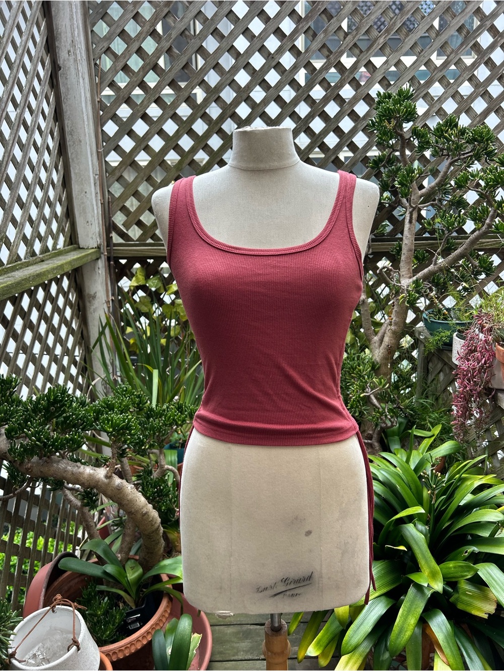 Ribbed Scoop Neck Tank Top - Dusty Rose